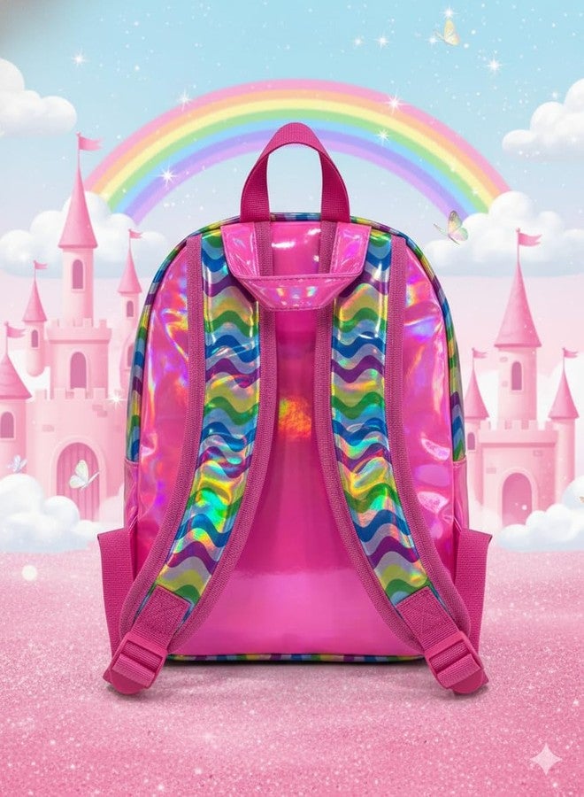 STRIDERS حقيبة ظهر باربي ثلاثية الأبعاد بألوان قوس قزح للبنات من ستريدرز | حقيبة مدرسية بتصميم "تألقي معًا" | حقيبة أطفال عصرية وخفيفة الوزن - Image 4